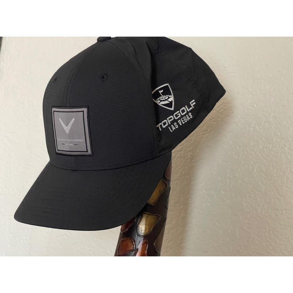 Callaway Golf 110 Flexfit Hat Black Topgolf Las Vegas Embroidered Cap CA 55666
